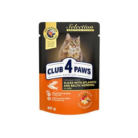 Влажный корм Club 4 Paws Selection для кошек Селедка и Салака в Желе 80г (4820215363440) VZ000063070F фото