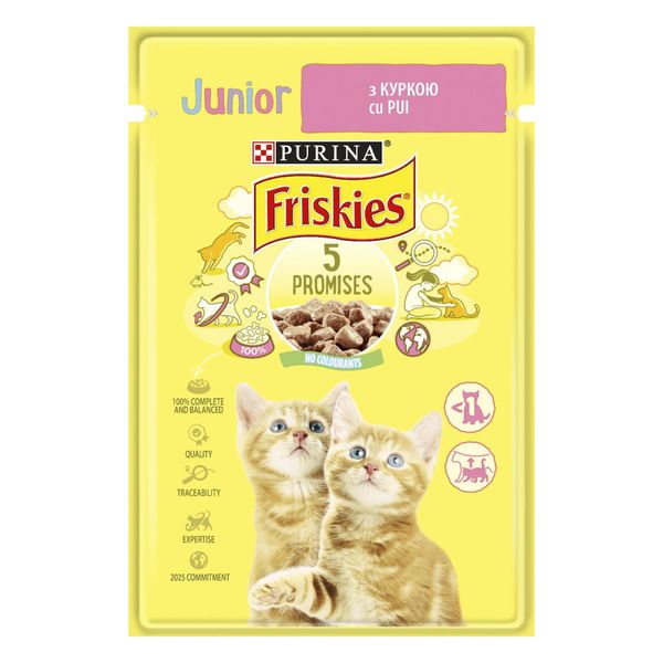 Влажный корм для кошек Purina Friskies Junior кусочки в соусе с курицей 85 г (7613036962292) VZ000035249F фото