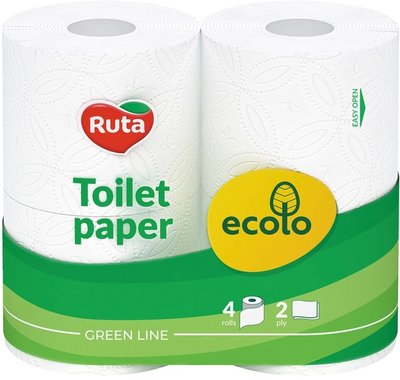 Папір туалетний Ecolo білий 4 рулона (4820023747135) VZВ00282801NF фото
