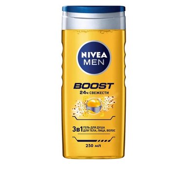 Гель для душа Nivea Men Boost 3в1 для тела лица волос с кофеином 250 мл (4005900824455) VZВ00279781NF фото