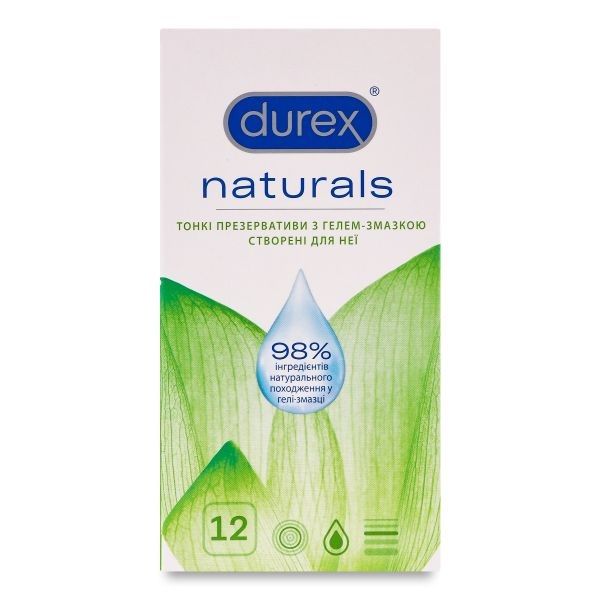 Презервативы латексные с гелем-смазкой Durex Naturals (тонкие) 12 шт. (4820108004931) VZВ00288959NF фото