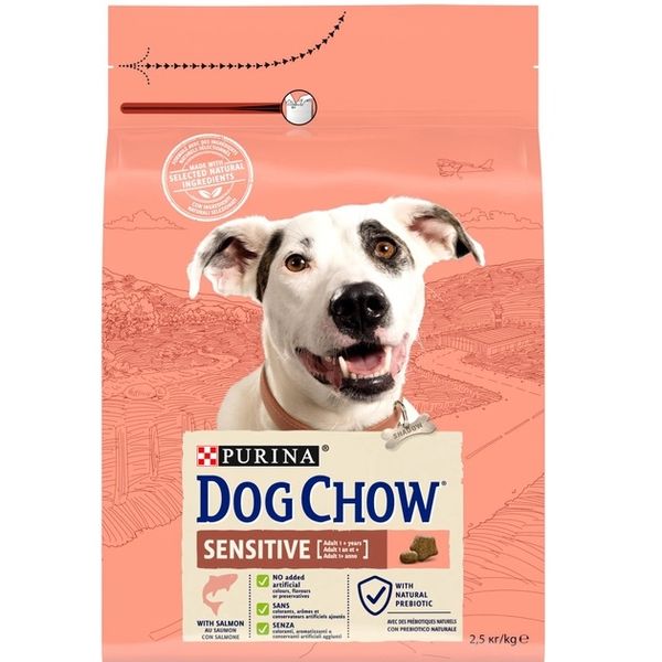 Сухой корм Dog Chow Sensitive для собак с чувствительным пищеварением с лососем 2.5 кг (7613034488268) VZ000074866F фото