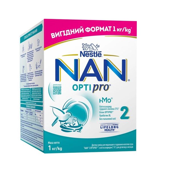 Смесь молочная Nestle NAN 2 Optipro с олигосахаридом 2'FL для детей от 6 месяцев 1000 г (8445291127234) VZВ00312605NF фото