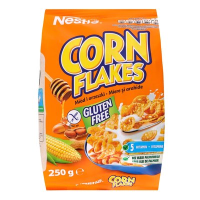 Готовий сухий сніданок Nestle Corn Flakes Honey&Nut безглютенові пластівці з медом та арахісом 250 г (5900020000538) VZ000073885F фото