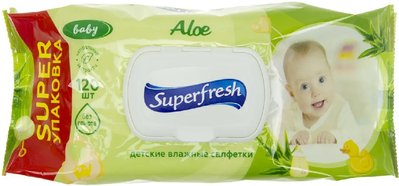 Влажные салфетки Super Fresh Аloe для детей и мам, с клапаном, 120 шт.(4823071642292) VZВ00187303NF фото