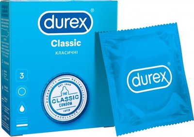 Презервативы латексные с силиконовой смазкой Durex Сlassic (классические) 3 шт.(5010232954250) VZВ00141709NF фото