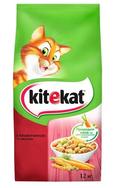 Сухой корм Kitekat для кошек с говядиной овощи 12 кг (5900951013065) VZ000072869F фото