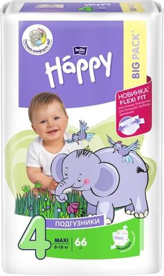 Підгузки дитячі Bella Baby Happy Maxi 4 8-18 кг 66 шт (5900516602888) VZВ00300417NF фото