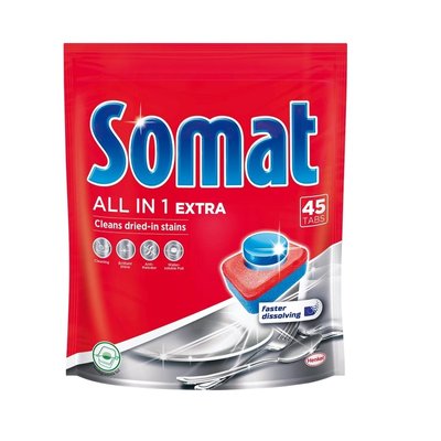 Таблетки для мытья посуды в посудомоечной машине Somat All in one Extra 45 шт (9000101356168) VZВ00302160NF фото