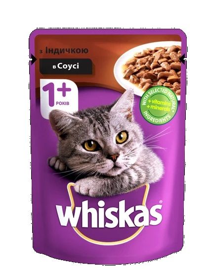 Влажный корм для кошек Whiskas с индейкой в соусе 85 г.(5900951302077) VZ000076141F фото