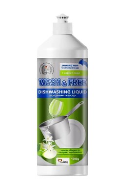 Средство для мытья посуды Wash&Free зеленое яблоко и экстракт эдельвейса 1 кг (4260637723086) VZВ00284316NF фото