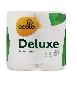 Туалетний папір Ecolo Deluxe 150 відривів 3 шари 4 рулони Білий (4820202890324) VZВ00281981NF фото