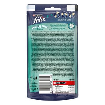 Лакомство Purina Felix Party Mix Ocean Mix для кошек, океанический микс со вкусом лосося и форели, 60 г. (7613287631435) VZ000074516F фото