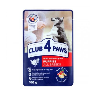 Вологий корм Club 4 Paws Premium для Собак Індичка в Соусі 100г (4820215363198) VZ000063345F фото