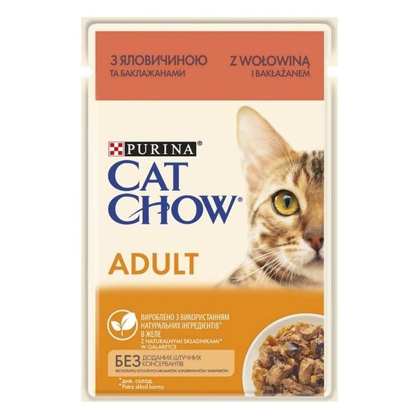 Влажный корм для кошек Purina Cat Chow Adult с говядиной и баклажанами 85 г (7613036595025) VZ000076534F фото