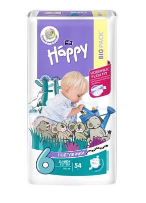 Підгузки дитячі Bella Baby Happy 6 Junior Extra 16 кг + 54 шт (5900516601157) VZВ00300420NF фото