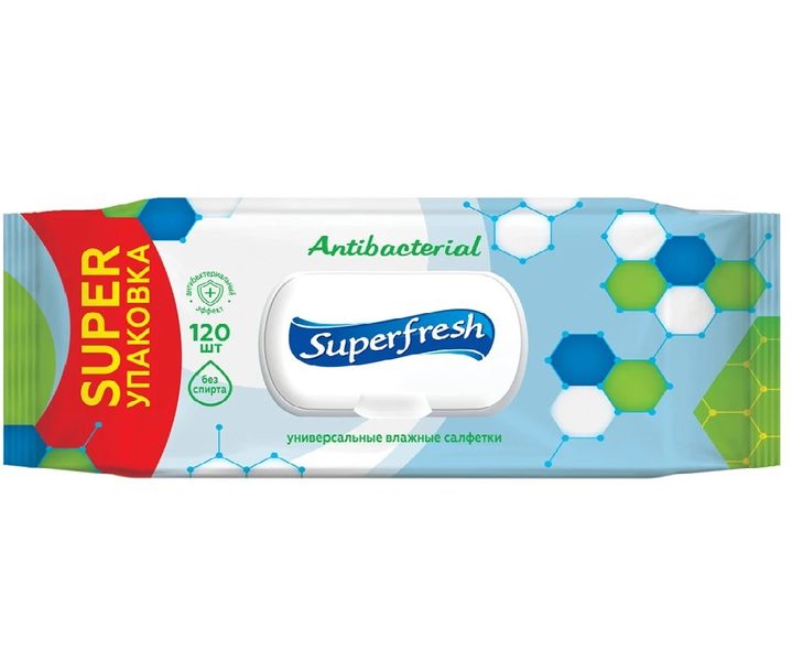 Влажные салфетки Superfresh Antibacterial 120 шт.(4823071642285) VZВ00183308NF фото