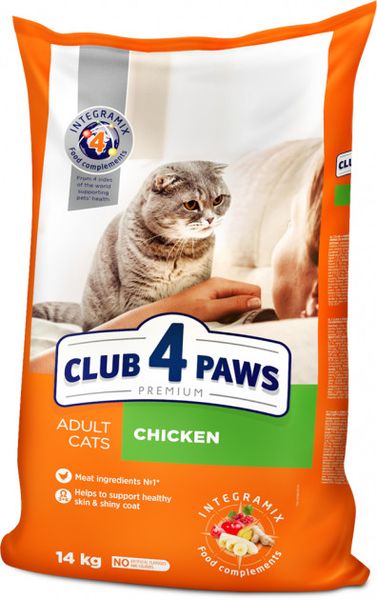 Сухой корм Club 4 Paws Premium Adult cats для взрослых кошек с курицей 14 кг.(4820083909146) VZ000028800F фото