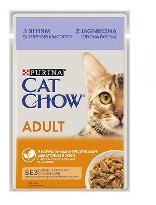 Влажный корм Cat Chow Adult с ягненком и зеленой фасолью в желе 85 г (8445290476524) VZ000076758F фото