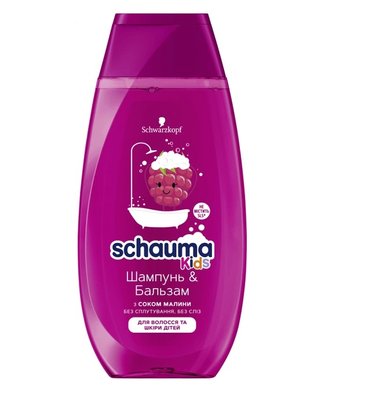 Шампунь-Бальзам для дітей Schauma Kids для волосся та шкіри з соком малини 250 мл (4015000665957) VZВ00048192NF фото