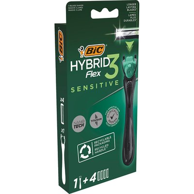 Станок для гоління Bic Flex 3 Hibrid Sensitive чоловічий з 4 змінними картриджами 1 шт (3086123644977) VZВ00196234NF фото