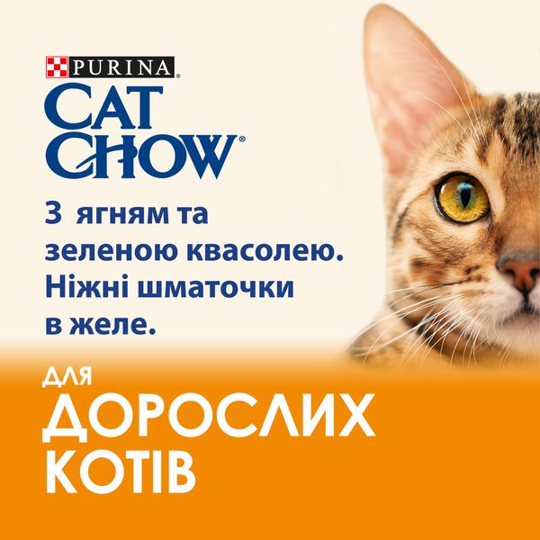 Влажный корм Cat Chow Adult с ягненком и зеленой фасолью в желе 85 г (8445290476524) VZ000076758F фото