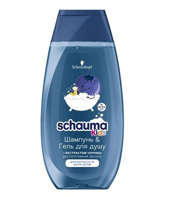 Шампунь-гель для душу для дітей Schauma Kids для тіла і волосся з екстрактом чорниці 250 мл (3838824167664) VZВ00048193NF фото