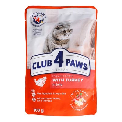 Влажный корм Club 4 Paws Premium для кошек Индейка в желе 100г (4820215364256) VZ000064632F фото