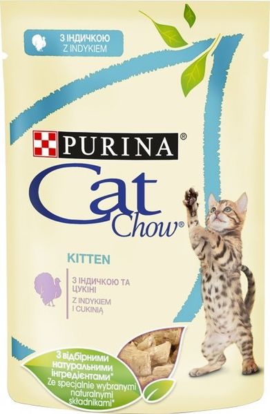 Влажный корм для котят Purina Cat Chow Kitten кусочки в желе с индейкой и цуккини 85 г (7613036595001) VZ000076760F фото