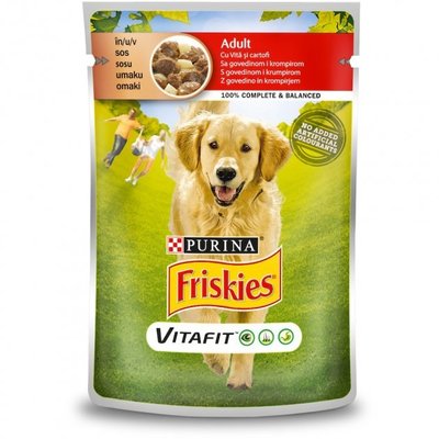 Вологий корм Purina Friskies Adult для дорослих собак ,шматочки у підливці з яловичиною та картоплею (7613035800823) VZ000072576F фото