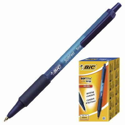 Набір кулькових ручок BIC Soft Feel Clic Grip Синій 1 мм 12 шт. (70330914346) VZВ00152083NF фото