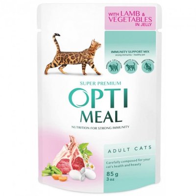 Вологий корм Optimeal для котів зі смаком ягняти і овочів 85 г.(4820083905445) VZ000026872F фото