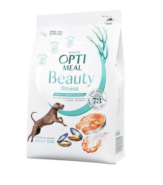 Беззерновой сухой корм для взрослых собак Optimeal Beauty Fitness на основе морепродуктов 1.5 кг (4820215366816) VZ000073673F фото