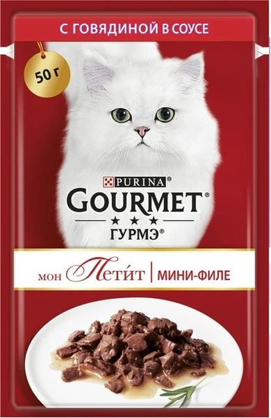 Влажный корм для кошек Gourmet Mon Petit говядина в соусе 50г (7613035312678) VZ000074773F фото