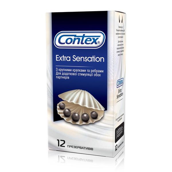 Презервативы латексные с силиконовой смазкой Contex Extra Sensation (с большими точками и ребрами) 12 шт.(5052197051506) VZВ00147622NF фото