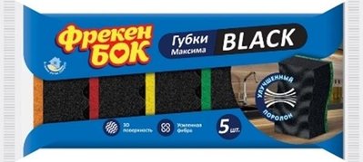 Губка кухонна Фрекен Бок Максима Black з хвилястою поверхнею 5 шт (4823071642346) VZВ00153114NF фото