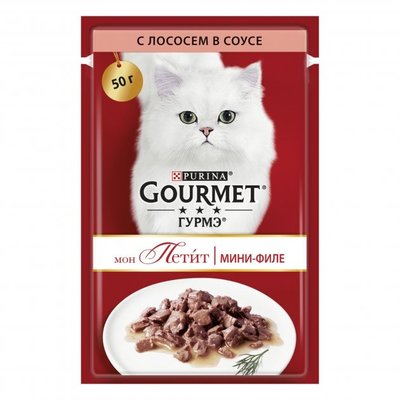 Влажный корм для кошек Gourmet Mon Petit лосось в соусе 50г (7613035312692) VZ000074774F фото