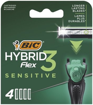 Змінні картриджі для гоління (леза) чоловічі BIC Flex 3 Hybrid Sensitive 4 шт. (3086123644878) VZВ00196242NF фото