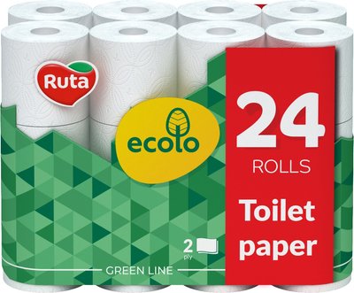 Папір туалетний Ecolo 2 шари білий 24 рулона (4820202895626) VZВ00303764NF фото