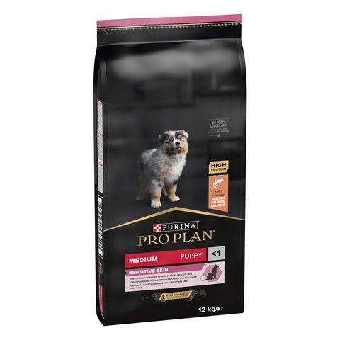 Сухой корм Purina Pro Plan Medium Puppy для щенков средних пород с чувствительной кожей с лососем 12 кг (7613035120389) VZ000030055F фото