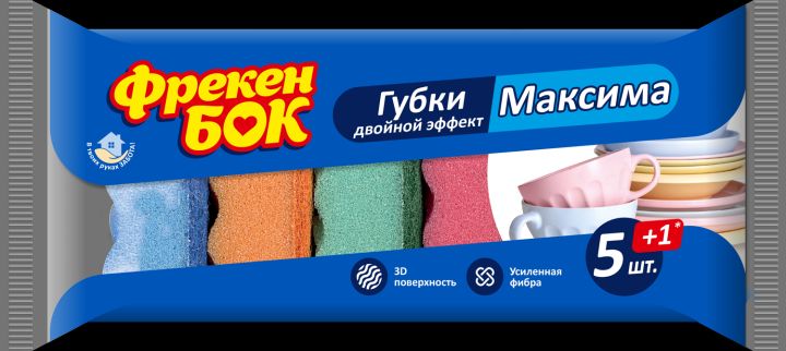 Губки кухонные Фрекен БОК Максима, 5шт+1шт (4820048480185) VZВ00141087NF фото