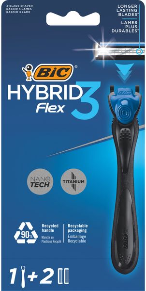 Станок для гоління Bic Flex 3 Hybrid чоловічий з 2 змінними картриджами 1 шт (3086123519114) VZВ00196271NF фото