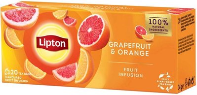 Чай Lipton Grapefruit&Orange чорний 20 пакетиків (8720608014248) VZ000075905F фото