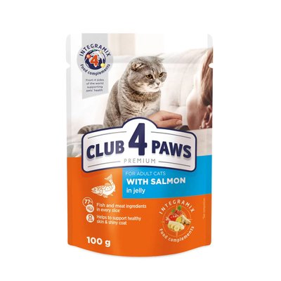 Вологий корм Club 4 Paws Premium для котів Лосось желе 100г (4820083908873) VZ000028408F фото