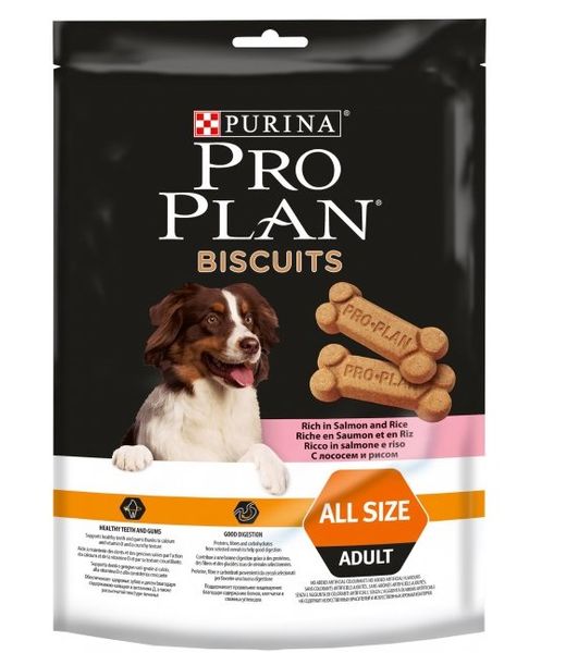 Лакомство PRO PLAN Biscuits All Size Adult для взрослых собак, для здоровья зубов и десен, с лососем 400 г (8711639251993) VZ000073293F фото