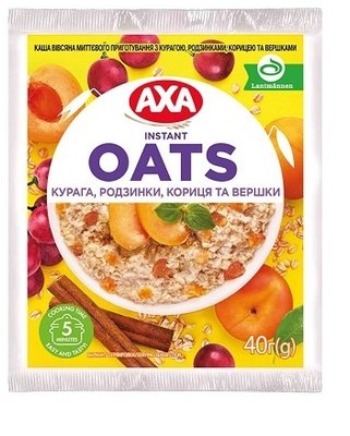 Каша овсяная Axa с курагой, изюмом, корицей и сливками мгновенного приготовления 40г ( 4820237691071) VZ000076214F фото