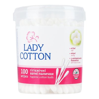 Ватні палички Lady Cotton у пластиковій упаковці 100 шт (4823071607581) VZВ00145683NF фото