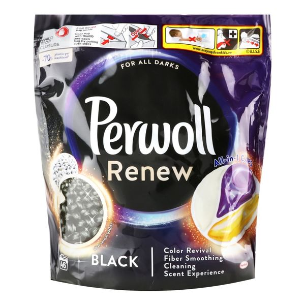 Капсулы для деликатной стирки Perwoll Renew капсулы для темных и черных вещей 46 шт (9000101575484) VZВ00302311NF фото