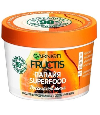 Маска для волосся Garnier Fructis Superfood Папайя для пошкодженого волосся 390 мл (3600542258876) VZВ00046645NF фото