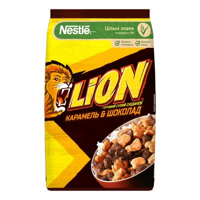 Готовий сухий сніданок Lion Карамель та шоколад з вітамінами та мінеральними речовинами 375 г (5900020041746) VZ000077204F фото